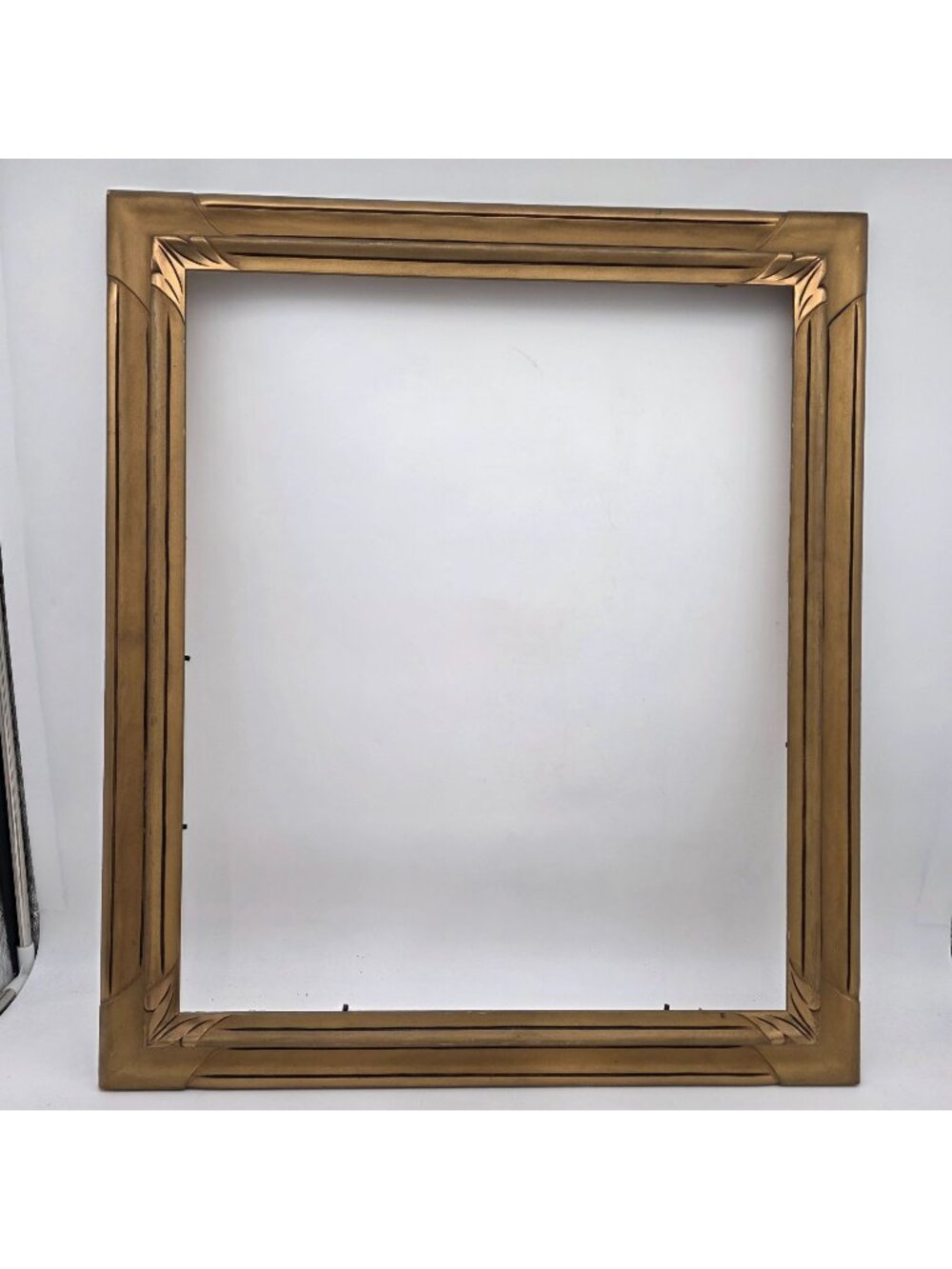 Art Deco Gold Wood Picture Frame Carved Art Deco Details 29" x 24"